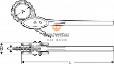 Размеры ключа цепного трубного с двойными губками Super-Ego 4"